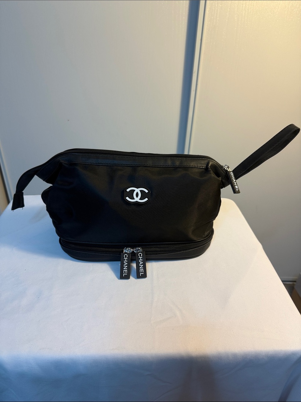 CHANEL Black  Toiletry Case with CC Emblem